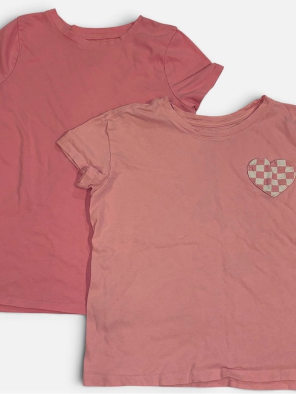Cat & Jack Girls' Pink Short-Sleeve Tee Duo with Checkerboard Heart